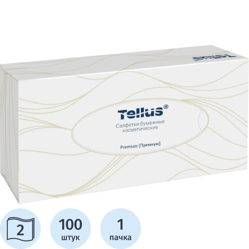 Салфетки косметические Торк/Tellus F1 д/лица 2сл. 100шт/уп 120380
