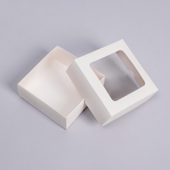 Коробка складная, крышка-дно, с окном, белая, 13 х 13 х 5 см Коробка складная, крышка-дно, с окном, белая, 13 х 13 х 5 см