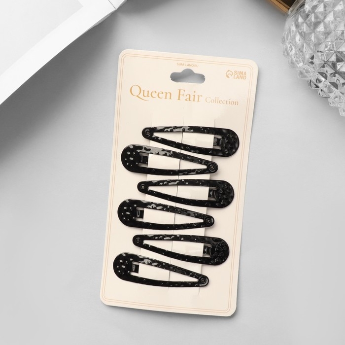 Невидимка для волос  Невидимка для волос "Ажурная " (набор 6 шт) 5 см, чёрный