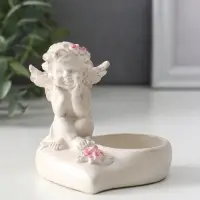 Фигурка - подсвечник на 1 свечу &laquo;Ангел на сердце&raquo;, 8&times;7&times;7.5 см, перламутр