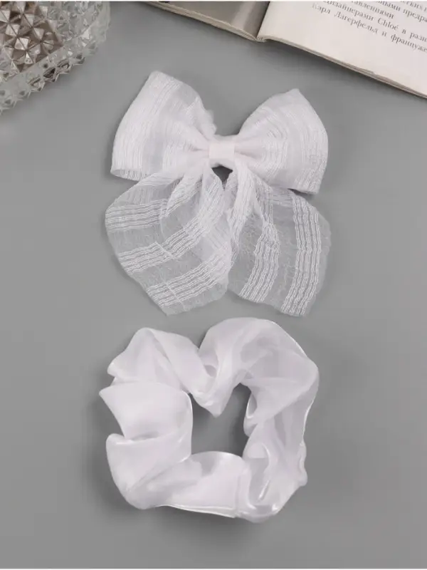 Набор для волос Выбражулька &laquo;Школьница&raquo;, резинка 10 см, зажим 9 см, полоски объём, белый