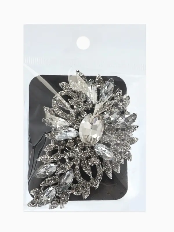 Брошь "Императрица" льдинки в цветке, цвет белый в серебре