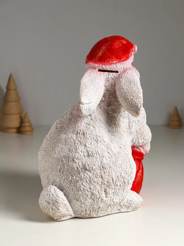 Копилка "Зайчик с мешком" с глиттером, 28 см,