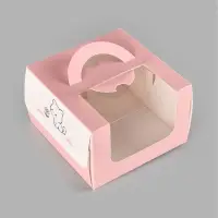 Коробка под бенто-торт с окном &laquo;Котик&raquo;, 15,5 х 15,5 х 10 см