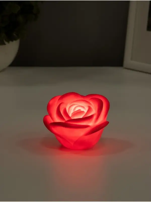 Фигурка световая RISALUX &laquo;Роза&raquo;, LED-ночник, 2 Вт, LR44, красный, 6.6&times;6.6&times;4 см