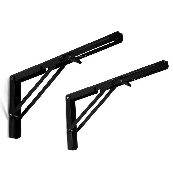 Кронштейн складной для столов и полок ТУНДРА, K001, 2 шт, длина 350 мм, сталь цвет черный Кронштейн складной для столов и полок ТУНДРА, K001, 2 шт, длина 350 мм, сталь цвет черный