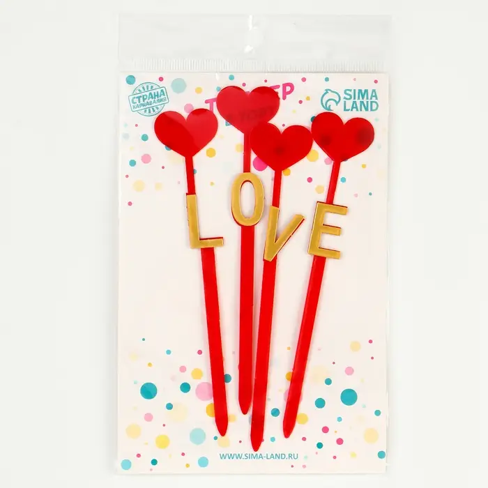 Топпер для торта &laquo;Любовь&raquo;, набор 4 шт.