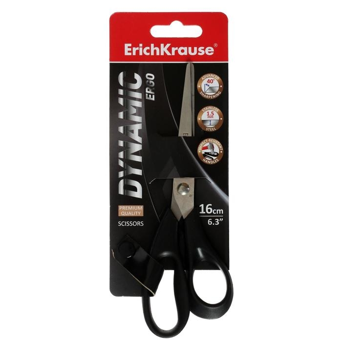 Ножницы ErichKrause Dynamic, 16 см, лезвия из нержавеющей стали, ударопрочный пластик, европодвес, МИКС Ножницы ErichKrause Dynamic, 16 см, лезвия из нержавеющей стали, ударопрочный пластик, европодвес, МИКС