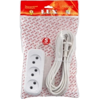 Удлинитель LUX У3-О-05 3 входа 5м без заземления, 250В, 10А