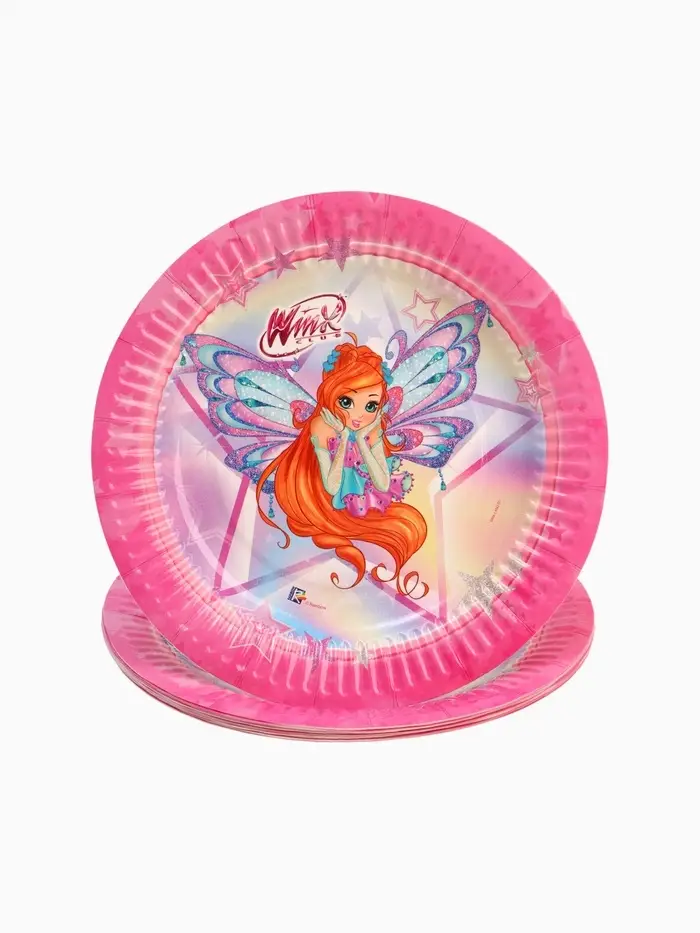 Тарелка одноразовая бумажная 18 см, набор 10 шт., Винкс