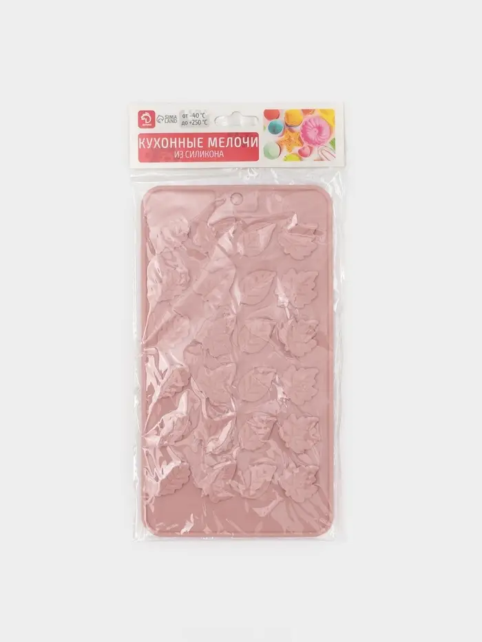 Форма для конфет и шоколада Доляна &laquo;Листики&raquo;, силикон, 21.2&times;11.5 см, 24 ячейки, розовая