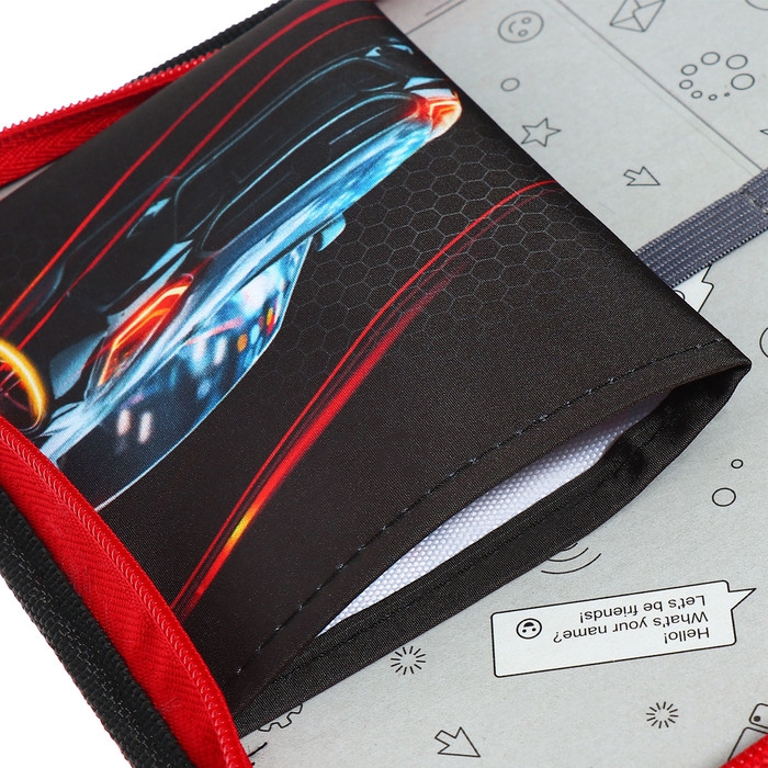 Пенал 1 секция 140 х 210 х 40 мм, откидной карман и косметичка, тканевый, Calligrata TOP Content Пенал 1 секция 140 х 210 х 40 мм, откидной карман и косметичка, тканевый, Calligrata TOP Content "Крутая тачка"