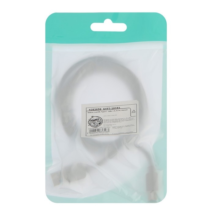 Кабель Luazon, Type-C - USB, 1 А, 1 м, чёрный Кабель Luazon, Type-C - USB, 1 А, 1 м, чёрный