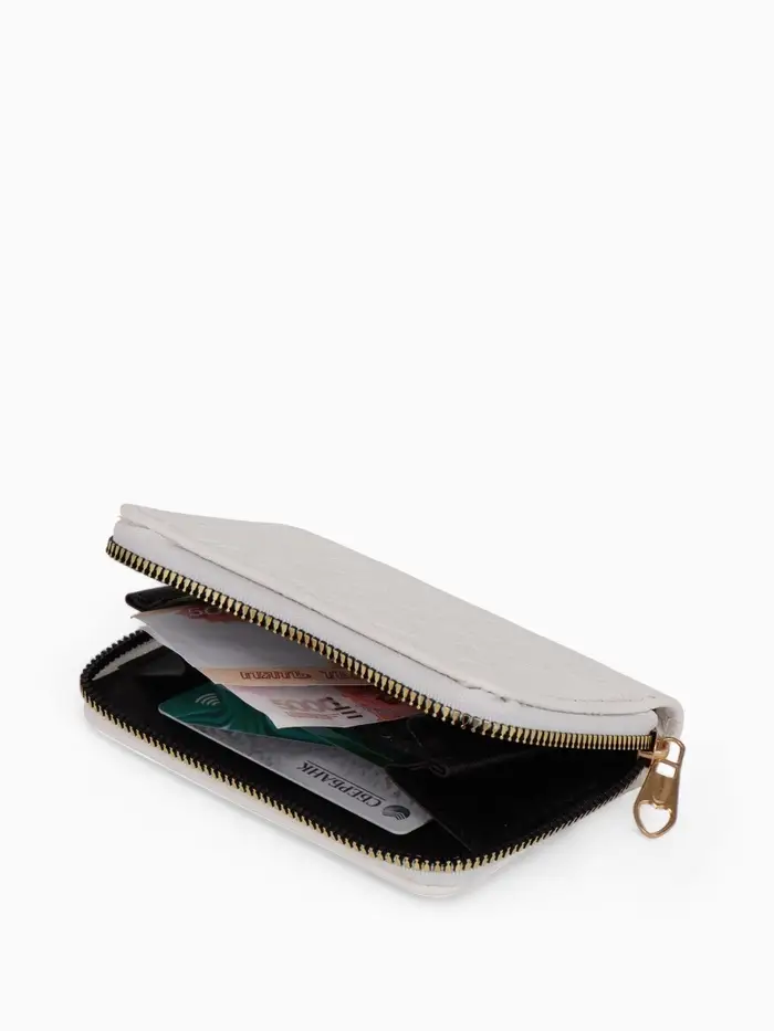 Кошелёк на молнии, 13&times;2&times;9 см, с принтом, белый
