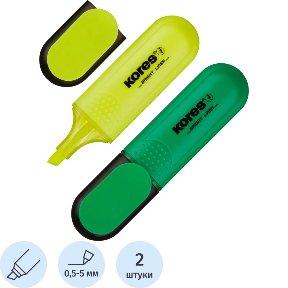 Набор текстовыделителей KORES набор 2цв. 36121