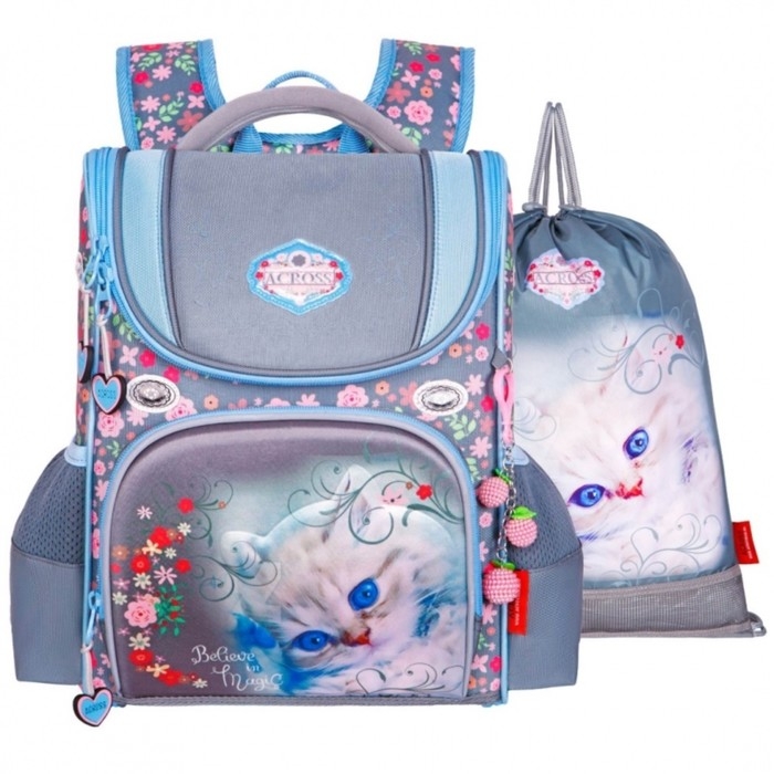 Ранец школьный Стандарт, раскаладной, 35 х 22 х 12 см, Across 191, наполнение: мешок, серый ACR22-191-9 Ранец школьный Стандарт, раскаладной, 35 х 22 х 12 см, Across 191, наполнение: мешок, серый ACR22-191-9