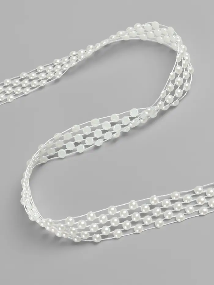 Жемчуг на нитях, плоский, 14 мм, 9&plusmn;1 м, белый