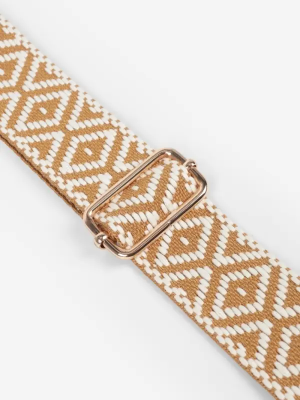 Ручка для сумки &laquo;Ромбы&raquo;, стропа, 135&plusmn;3&times;3.8 см, цвет горчичный, белый