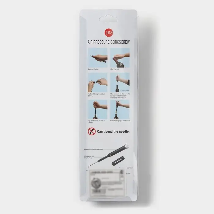 Штопор для вина вакуумный &laquo;Умница&raquo;, 19 см, чёрный