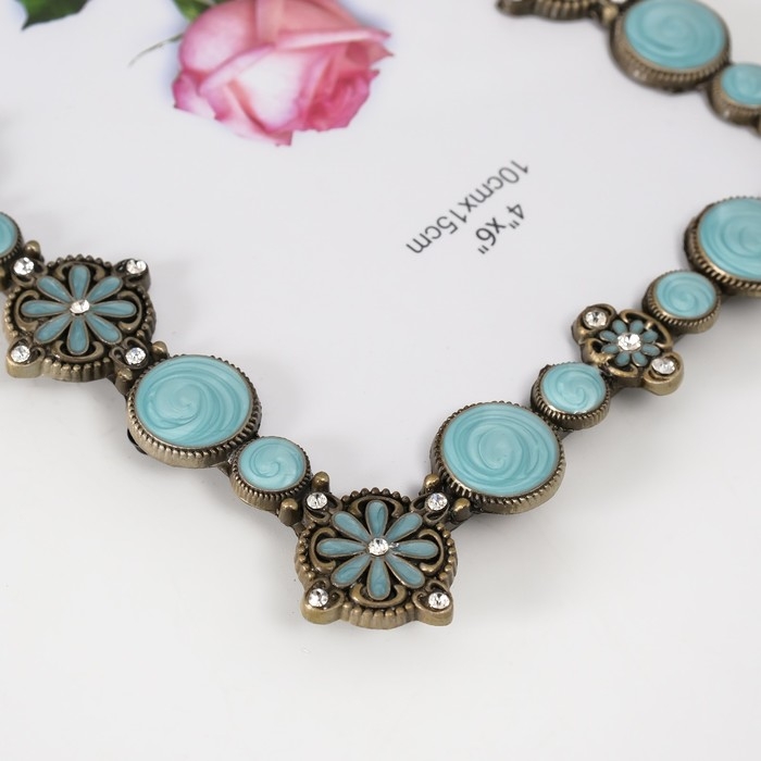 Фоторамка металл, стекло 13х18 см Фоторамка металл, стекло 13х18 см "Бирюза" эмаль, стразы 1х12,4х17 см