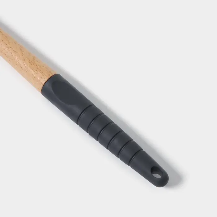 Лопатка кухонная Доляна &laquo;Брауни&raquo;, 32&times;6 см, силикон, бук, чёрная