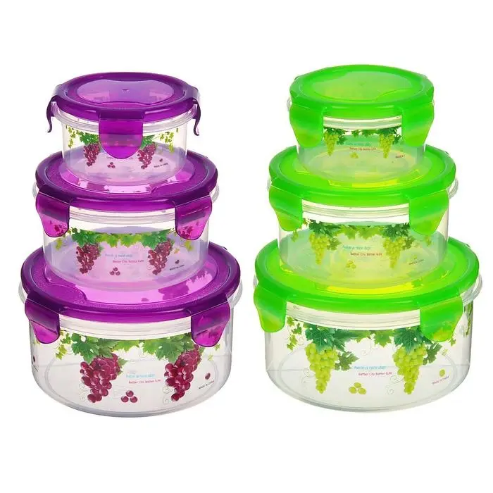 Набор контейнеров пластиковых «Виноград», 3 шт: d=8,5; 11; 14 см, цвет МИКС Набор контейнеров пластиковых «Виноград», 3 шт: d=8,5; 11; 14 см, цвет МИКС