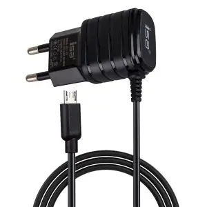 Сетевое зарядное устройство с кабелем MicroUSB 1A KS1-V8 ISA черное