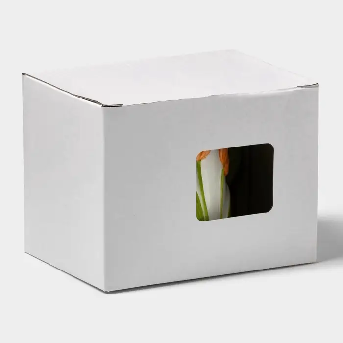 Кружка &laquo;Тюльпан&raquo;, 430 мл, оранжевый цветок, керамика, белая