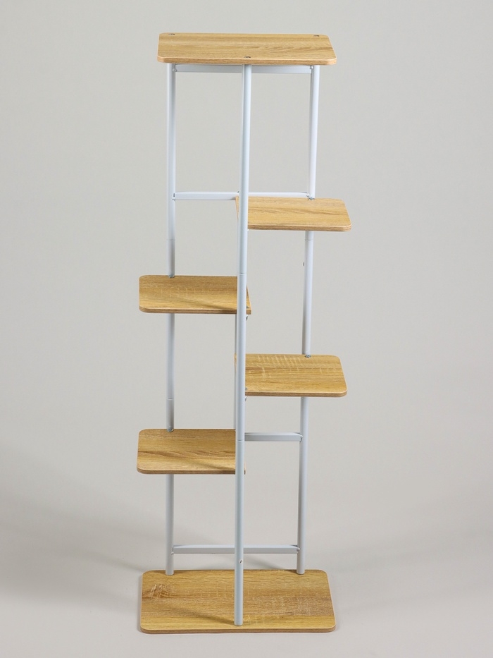 Подставка для цветов Greengo, 6 полок, 36 × 23 × 106 см, напольная, каркас металл, полки МДФ, белая