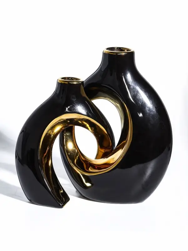 Ваза керамика настольная Ваза керамика настольная "Лари" (набор 2 шт) 22х20 d-4 см, чёрный