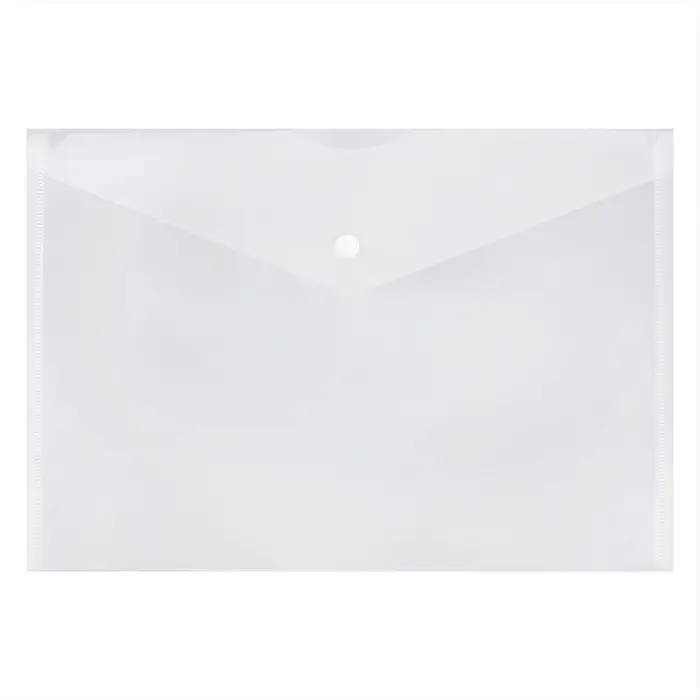 Набор папок-конвертов на кнопке 5 штук, А4, 120 мкм, Calligrata, прозрачные, белые