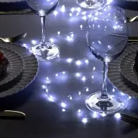 Гирлянда &laquo;Мишура&raquo; 2 м, роса, IP20, серебристая нить, 100 LED, свечение белое, USB