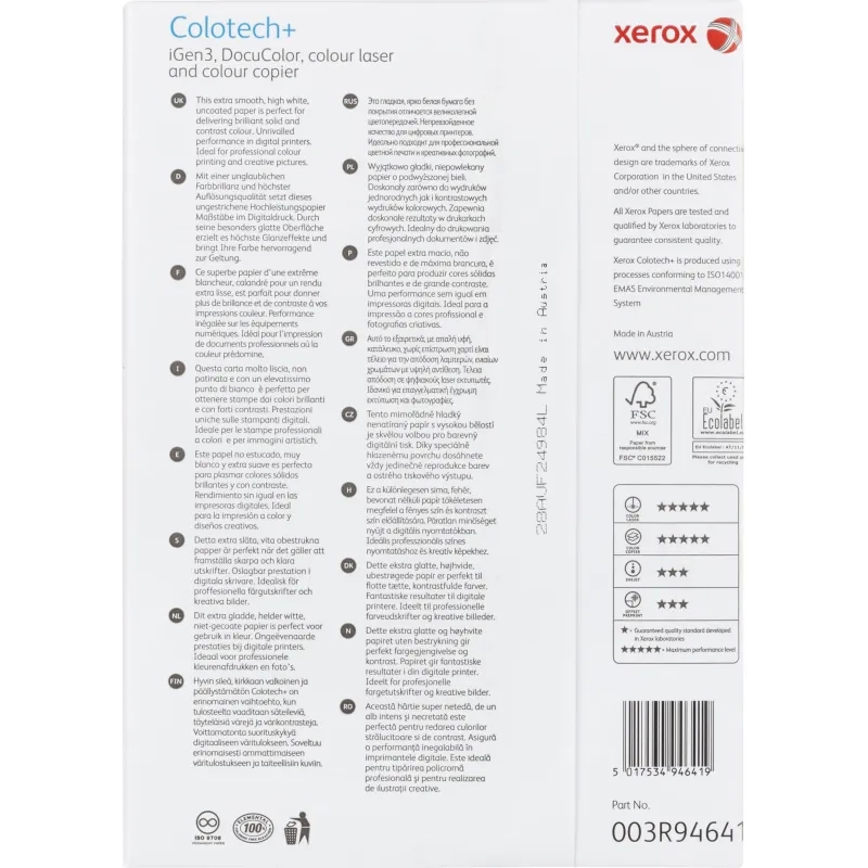 Бумага для цв.лазер.печ. Xerox Colotech + ( A4, 90 г/кв.м, 500)