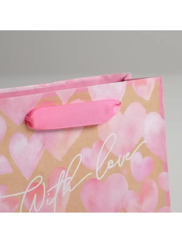 Пакет подарочный крафтовый, упаковка, «With love», S 15 х 12 х 5.5 см Пакет подарочный крафтовый, упаковка, «With love», S 15 х 12 х 5.5 см