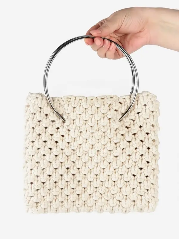 Ручки для сумки &laquo;Круг&raquo;, металлические, d=15 см, 2 шт., цвет серебряный