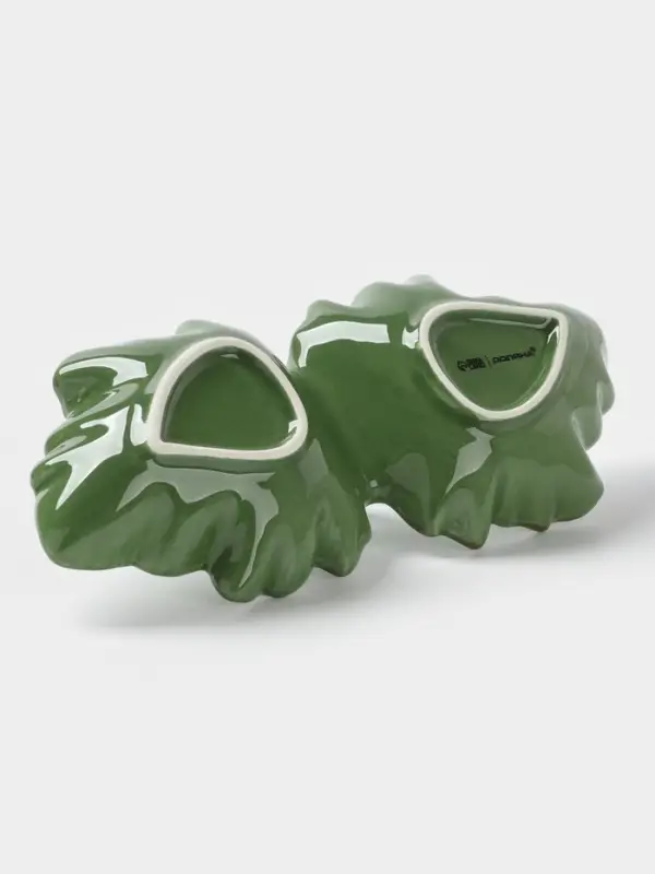 Менажница 2 ячейки Доляна &laquo;Лист&raquo;, 21.8&times;6.9 см, доломит, зелёная