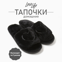 Тапочки женские с открытым носом, размер 36-37, чёрный