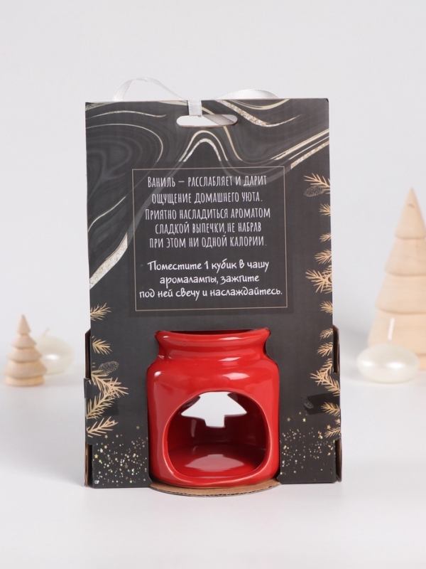 Набор: аромалампа для эфирных масел, мелтсы из воска ароматические «Ёлочка», красная, 7.5×7.5×8 см Набор: аромалампа для эфирных масел, мелтсы из воска ароматические «Ёлочка», красная, 7.5×7.5×8 см