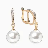 Серьги с жемчугом &laquo;Грейс&raquo;, две бусины, белые в золоте, шар №20