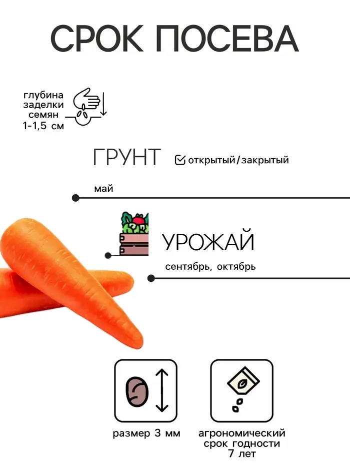 Семена на ленте Морковь &laquo;Сластёна&raquo;, 8 м, &laquo;Аэлита&raquo;
