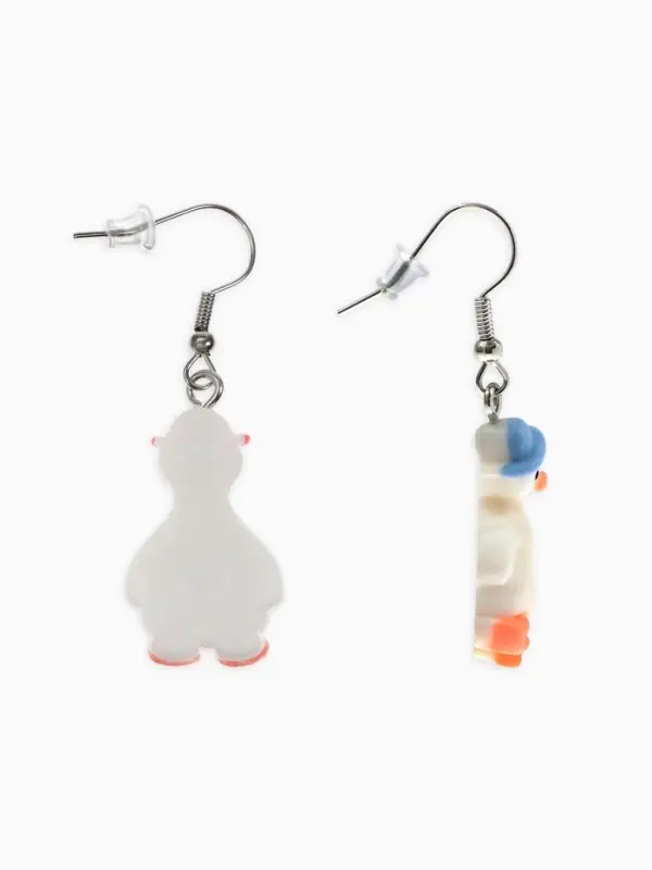 Серьги ассорти &laquo;Радость&raquo;, гуси в шапках, цветные в серебре