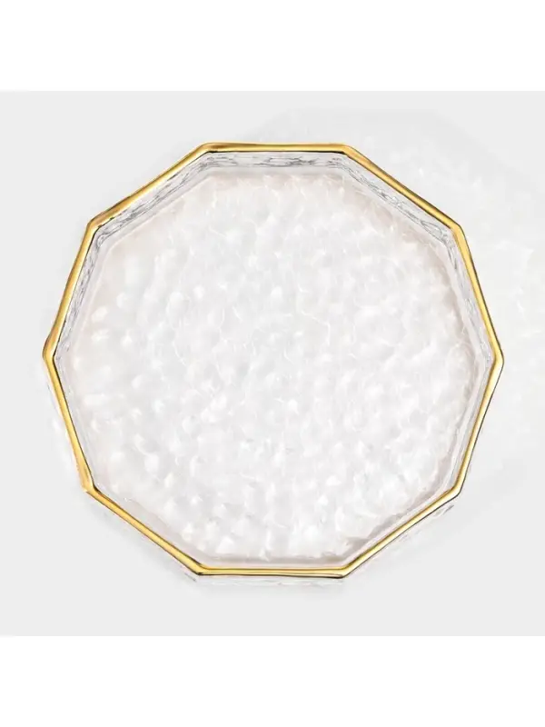 Поднос Fairyshine, 16.5&times;2.5 см, с золотой отводкой, стекло, прозрачный