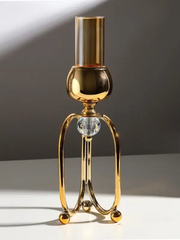 Подсвечник на 1 свечу &laquo;Сервилия&raquo;, под золото, d=4.5 см, 11&times;11&times;34.7 см