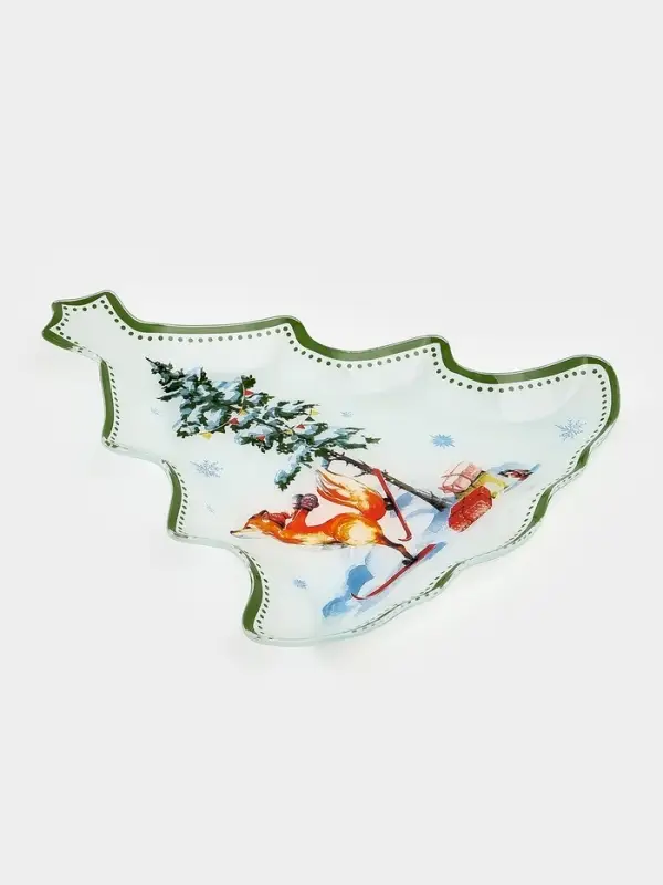 Блюдо сервировочное ёлочка Блюдо сервировочное ёлочка "Зверьки в лесу" 24,5х24,7х2 см