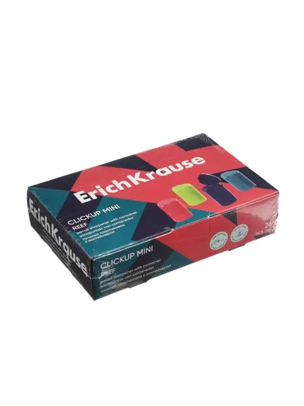 Точилка ErichKrause ClickUp Mini Reef, 1 отверстие, с контейнером, МИКС