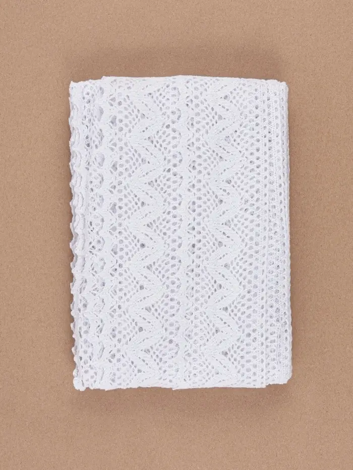 Кружево вязаное, 65 мм &times; 10&plusmn;1 м, белое