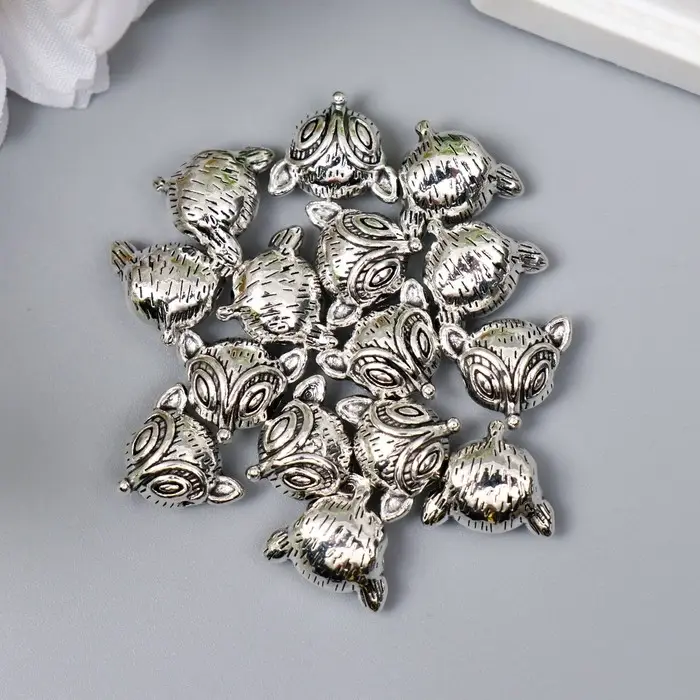 Бусина для творчества металл «Лис» серебро, 1.1×1.3 см