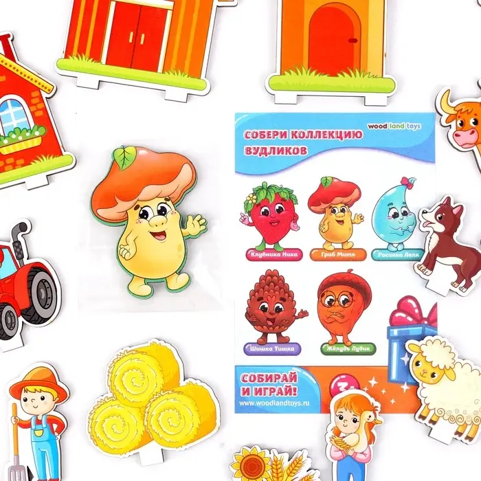 Настольная игра WoodLand Toys &laquo;Панорама. Ферма&raquo;, 32 детали