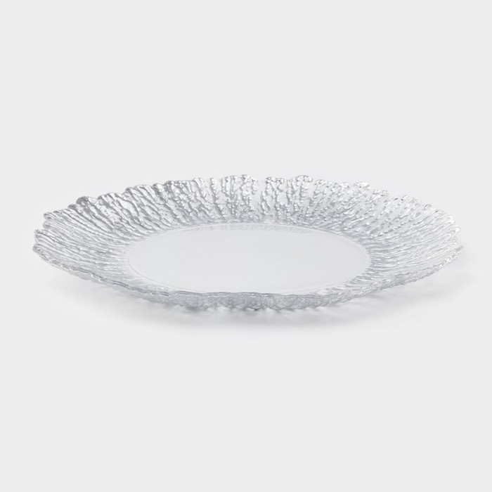 Тарелка стеклянная подстановочная «Сияние», d=33 см, окантовка серебро Тарелка стеклянная подстановочная «Сияние», d=33 см, окантовка серебро