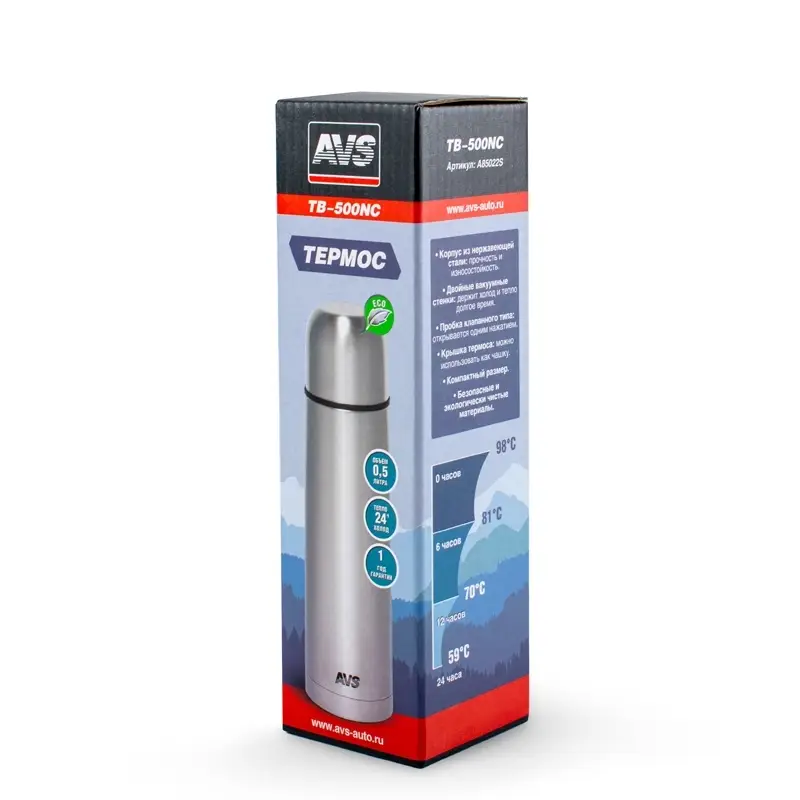 Термос AVS TB-500NC 0,5 л.(хром)